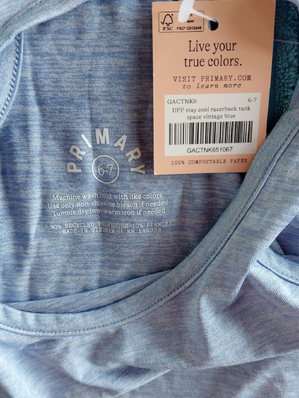 Primary Orange & Blue Heather Girls' Tank Top - 2-Pack, Size 6/7 - Picture 3 of 4